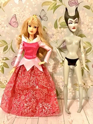 Disney Store Sleeping Beauty Dolls Lot Disney Princess Aurora & Maleficent 11” - Image 1 of 4