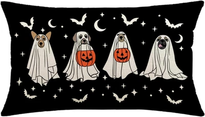 Funda Almohada Halloween 12X20 Fantasma Perro Calabaza Murciélago Espeluznante Negra Halloween  Foto 1 de 4