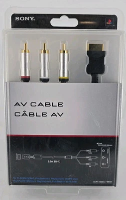 Sony OEM PS3 AV Cable For PlayStation 3 Black A/v Gold SCPH-10500 u / 98045 New! - Image 1 of 4