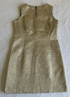Sara Campbell Cocktail Dress Sleeveless Textured Metallic Gold Size XL 14-16 - Image 1 of 4