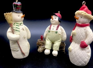 Hallmark 2003 muñecos de nieve Mitford miniatura 3 adornos Burrton Coldwell Windfield - Imagen 1 de 19