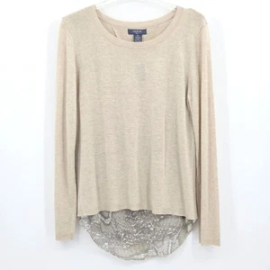 Verve Ami Sweater Womens Size XL Beige Pullover Knit Split BackFall Winter Boho - Picture 1 of 6