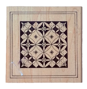 Optical Illusion Circles Geometrical Pattern Quilt Inspired Wood Rubber Stamp - Picture 1 of 4
