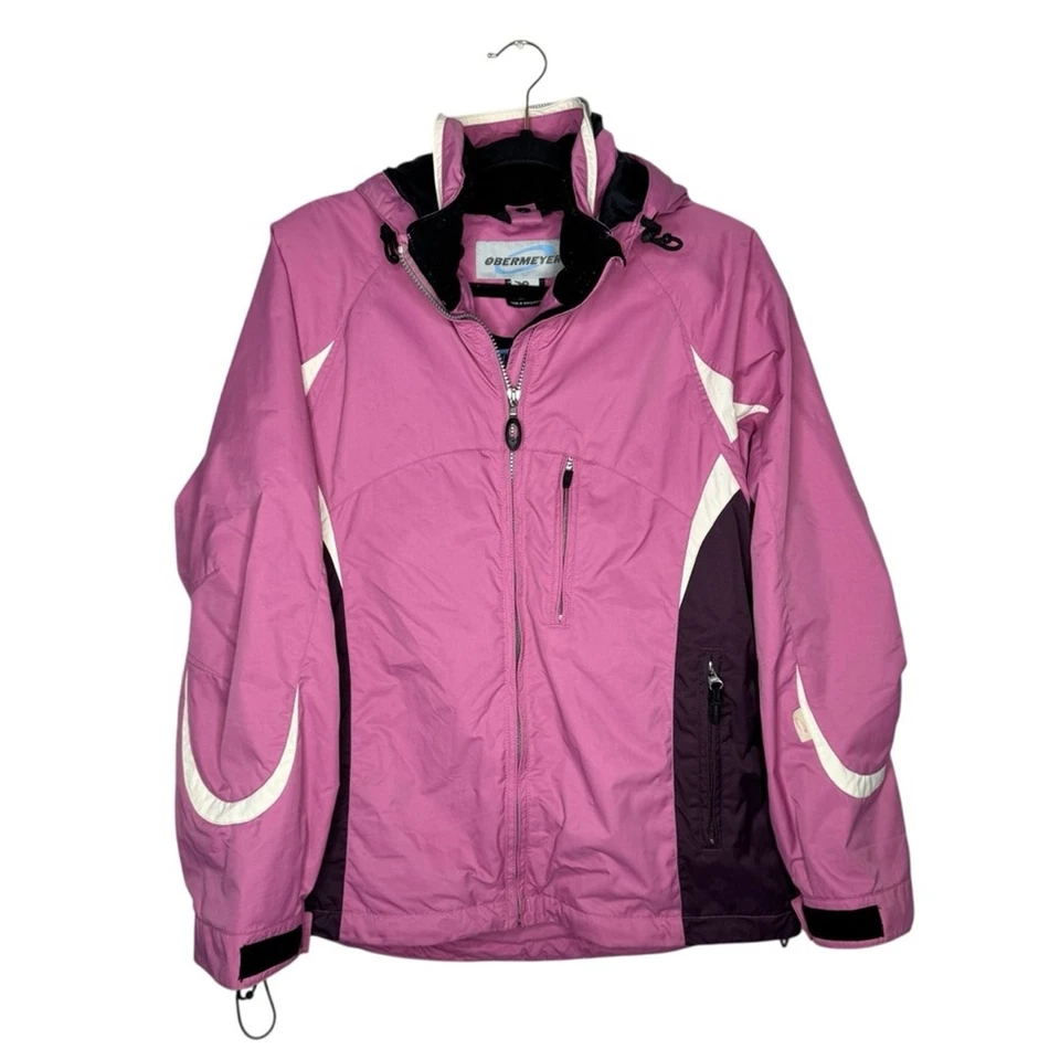 Obermeyer sz 8 pink white vtg full zip ski snowboarding winter coat jacket wmns - Image 1 of 4