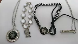 COLORADO ROCKIES MLB CHARM & BAR NECKLACES AND 2 CHARM BRACELETS "BRAND NEW" - Picture 1 of 10