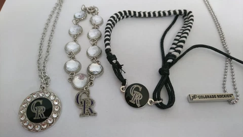 COLORADO ROCKIES MLB CHARM & BAR NECKLACES AND 2 CHARM BRACELETS "BRAND NEW" Cover