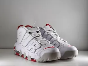 Nike Air More Uptempo '96White-Grey-Red Men's Sneakers Size 10UK - Picture 1 of 8