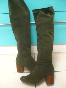 BOTAS DE GAMUZA VERDE PEDRO MIRALLES 5 38 hasta la rodilla cuero tirar en rollo elástico - Imagen 1 de 23
