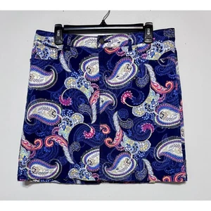 Y2K Navy Paisley Mini Skort Size 12 Dark Academia Preppy Cottagecore Retro Chic - Picture 1 of 6