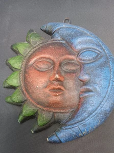 Vintage Red Sun Blue Moon Wall Hang Piece Cancun Mexico 7x5 - Picture 1 of 10