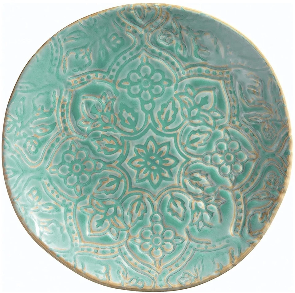 Merritt 22084 Artisan Tile Melamine Salad Plate Turquoise 9.5"
