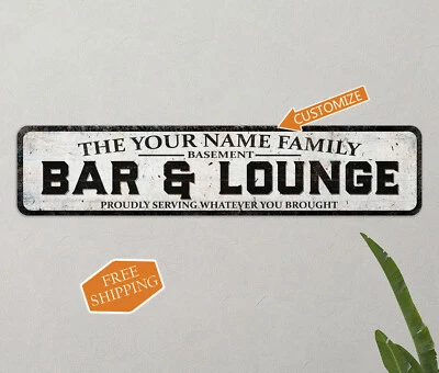 Letrero personalizado decoración bar y salón sótano regalo personalizado 4x18 104182002056 Foto 1 de 4