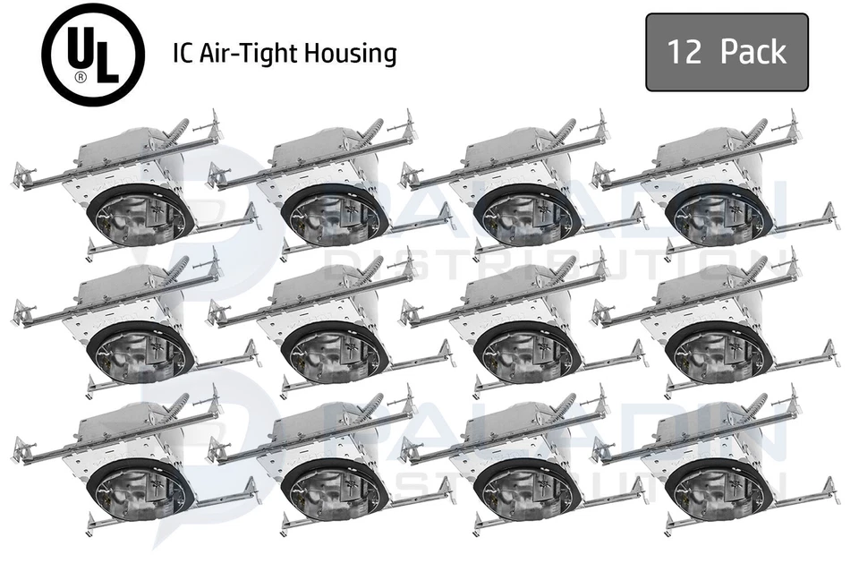 6" Inch New Construction Recessed Can Light Housing - IC AT E26 (12 Pack)