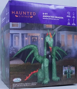 Halloween Gemmy 9 pies Dragón Iluminado con Alas Alteantes Inflable Soplado por Aire Nuevo en Caja - Imagen 1 de 2