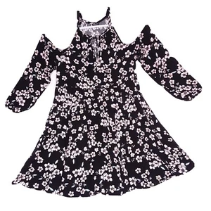 Torrid Black/Multi Floral Cold Shoulder Elastic Waist Dress Size 1 - Bild 1 von 9