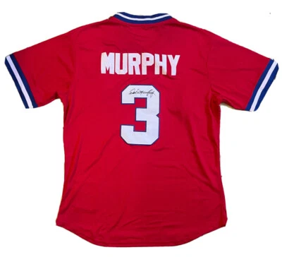 Dale Murphy SIGNED #3 Atlanta Braves red throwback jersey w/ proof - NEW w/Tags! - Image 1 of 4