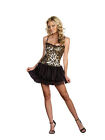 Dreamgirl Sexy Leopard Corset Costume Starter 7775 Black/Gold Size M