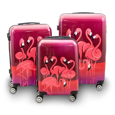 BERWIN Reisekofferset 3-teilig Hartschalenkoffer Trolley Hardcase Flamingo - Bild 1 von 4