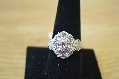 Anillo con racimo de turmalina rosa Morro Redondo de 1,48 quilates platino sobre plata fina talla 9 Foto 1 de 4