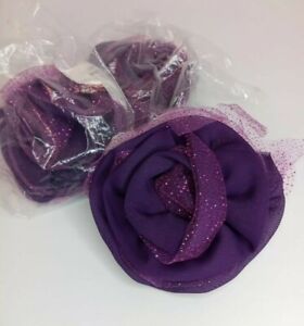 Purple Fabric Tulle Sparkly Pin Brooch Decoration for Dress Hat Pin Rare 