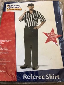 Adult Referee Shirt Shirt Halloween Costume Mens Large 42-44 - Picture 1 of 2