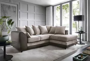 Byron Corner Group Sofa in Brown or Grey Chenille Fabric - Picture 1 of 32