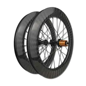 20'' Carbon Folding Bike Wheels Disc Brake Clincher 12K Twill Wheelset 24 Holes - Picture 1 of 14