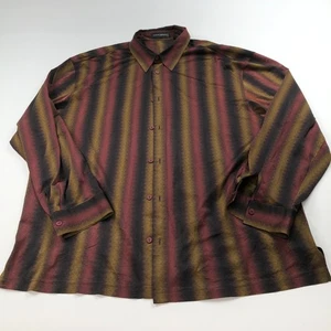 Jhane Barnes XL Abstract Disco Retro Art LS Silk Shirt Brown Red PLS READ - Picture 1 of 11