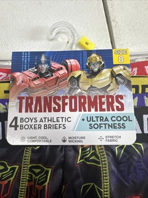 Transformers Boys Athletic Boxer Briefs 4-Pack (x2) Moisture Wicking Size 8 NWT  - Image 1 of 4