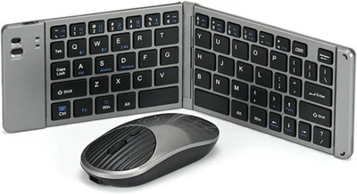 Mini Rechargeable Foldable Bluetooth Keyboard and Mouse Combo, Portable (Sync Up - Image 1 of 4