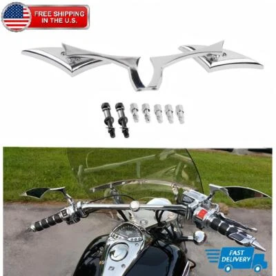 2x Chrome Motorcycle Blade Mirrors For Harley Sportster Rocker C Big Dog Chopper - Изображение 1 из 4