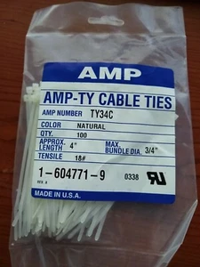 AMP 4 Inch 18 LBS Nylon cable ties, 100 per Pack - Picture 1 of 1