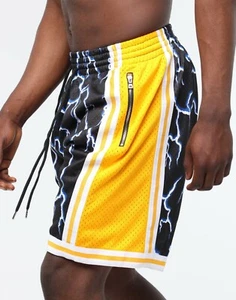 Mitchell Ness L.A. Lakers 1984 Lightning ⚡️ Pocket With Zippers Swingman Shorts - Picture 1 of 6