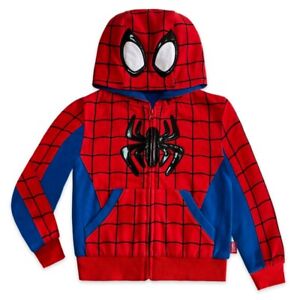 New DISNEY Store Marvel Spider-Man Costume Hoodie Jacket Zip Boys His Friends