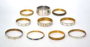 10 Vintage & Modern Bangles Bracelets Mother of Pearl & Brass & White Metal - Picture 1 of 11