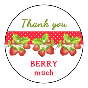 strawberry thank you stickers, labels, tags, envelope seals fruit - Picture 1 of 2