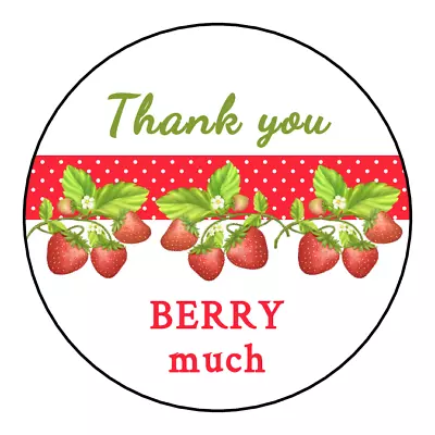 strawberry thank you stickers, labels, tags, envelope seals fruit - Image 1 of 2