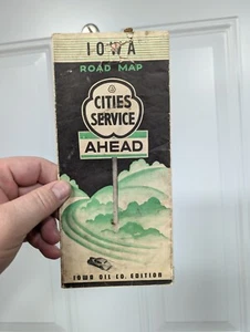 Antigua hoja de ruta original de los años 30 Cities Service Iowa Oil Company de colección Iowa - Imagen 1 de 7