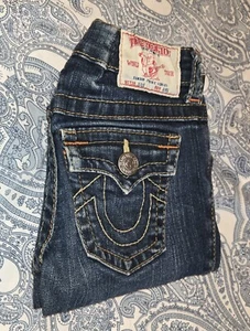 True Religion Julie Girls Straight Leg Skinny Jeans 5 Pocket Denim Size 7 EUC  - Picture 1 of 8