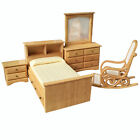 Dollhouse 4Pcs Burlywood Bedroom Furniture Set 1:12 Miniature Accessories