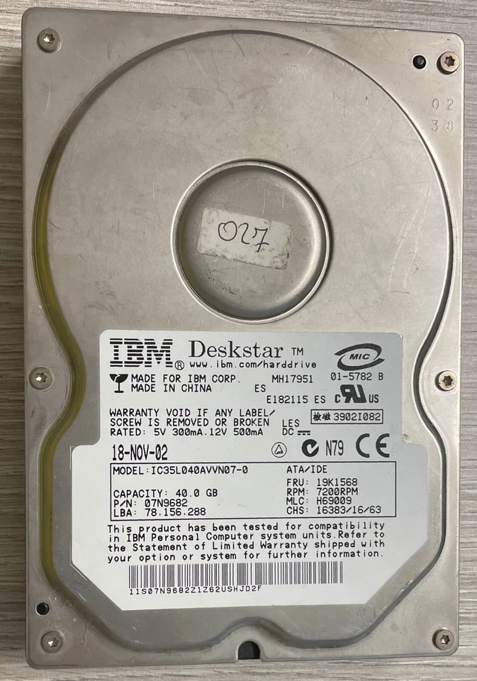 Hard Disk Ibm 40GB SATA 3.5" IC35L040AVVN07-0 usato, in ottime condizioni - Immagine 1 di 2