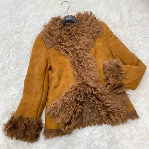 iCB Chaqueta de Piel de Oveja Piel de Oveja Marrón Camel Cordero Cuero Abrigo Talla 4 Etiqueta de Cadena - Imagen 1 de 24
