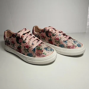 Sneakers basse stringate La Sheelah The Devin strass taglia 10 Y2K fiore glam - Foto 1 di 8