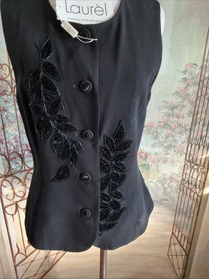 Women’s New Vintage Laurel By Escada Embellished Vest Sz 36(6) - Image 1 of 4