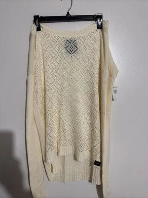 ELEMENT WILDFLOWER IVORY SWEATER PULLOVER LARGE OPEN KNIT Women's NEW! - Image 1 of 4