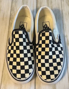 VANS Off White Black Checkerboard Slip On Off the Wall Shoes Women's 7.5 Mens 6 - Picture 1 of 5