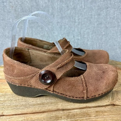Dansko Marcelle Mary Jane Shoes Womens 38 7.5 Crepe Brown Suede Comfort Clog - Image 1 of 4