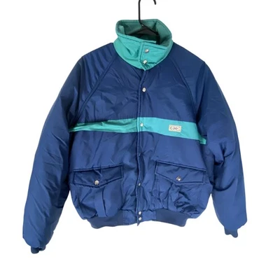 Vintage Outdoor Exchange Jacket Mens XL Blue Teal Puffer Nylon Made Macau 90s - Image 1 of 4
