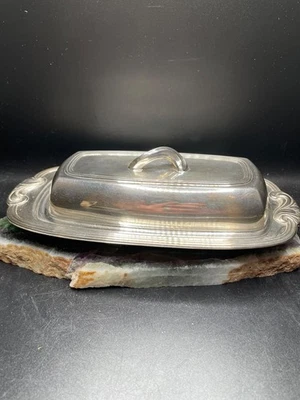 Tapa de plato de mantequilla vintage de los años 50 inserto de vidrio placa de plata Tudor colonia ONEIDA Foto 1 de 4