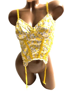 VS For Love And Lemons Daffodil Bustier Yellow Floral Medium NWT - Picture 1 of 4